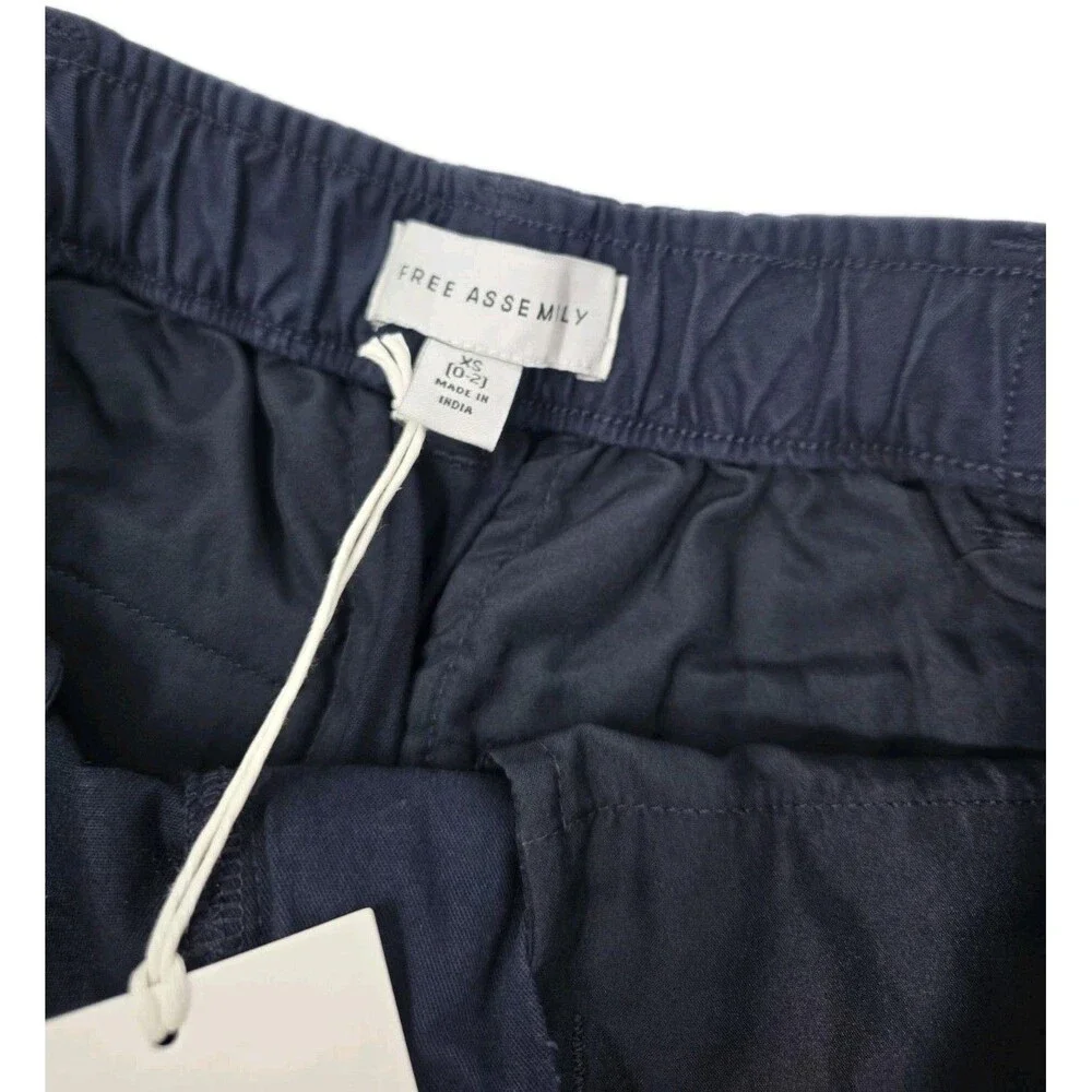 Free Assembly Mini Cotton Twill Bubble Skirt Navy Blue Women's Size XS (0-2)